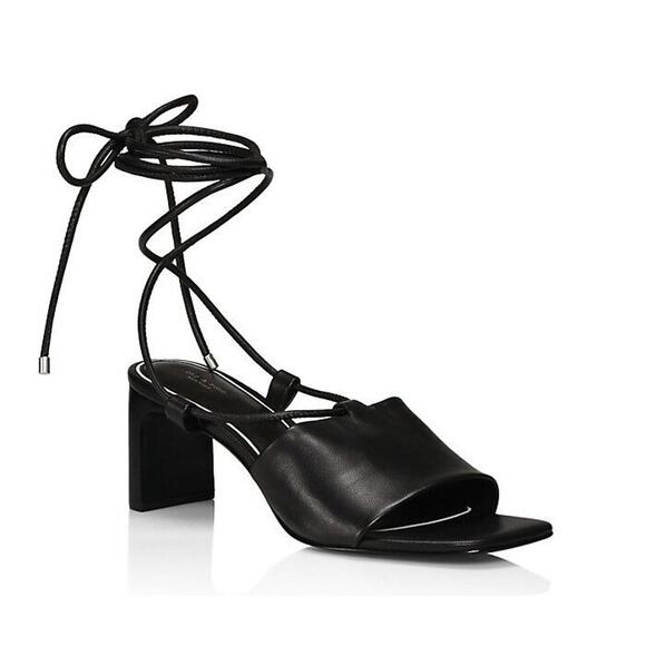 Rag & Bone Black Emma Tie Strappy Mule Sandals SZ 38 New $395 Ankle wrap Heel - Picture 11 of 11